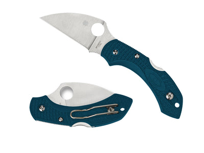 Spyderco Dragonfly 2 C28FP2WK390 dettaglio profilo Wharncliffe K390 e manico FRN blu