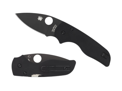 Spyderco Lil' Native C230GPBBK dettaglio lama DLC nera antiriflesso e guancette G-10