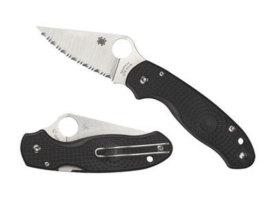 Spyderco Para 3 C223SBK dettaglio lama CTS BD1N seghettata e FRN nero