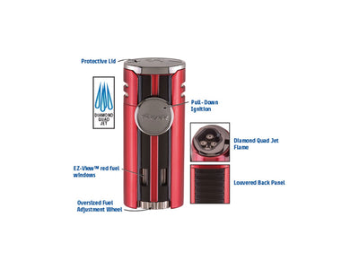 Xikar Accendisigari HP4 Quad (574RD) Daytona Red - foto 2