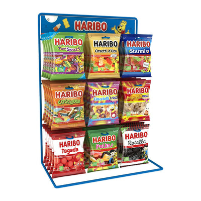 Haribo Espositore da Banco in Metallo Vuoto 9 Ganci per 140 Buste da 80 gr