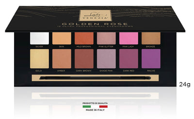 Palette ombretti Golden Rose 12 nuances metallizzate e matt professionali