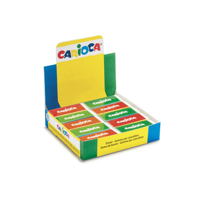 Gomma rettangolare Carioca in colori assortiti con casella per il nome