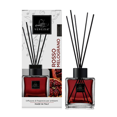 Diffusore Ambiente Cubo con Bastoncini - Rosso Melograno 100ml