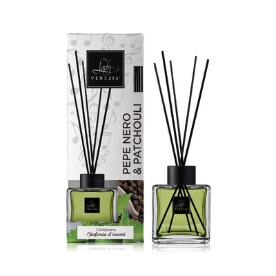 Diffusore Ambiente Cubo con Bastoncini - Pepe Nero e Patchouli 100ml