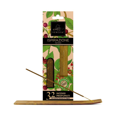 Incenso profumato Lady Venezia Ispirazione sandalo 32 bastoncini con porta incenso legno