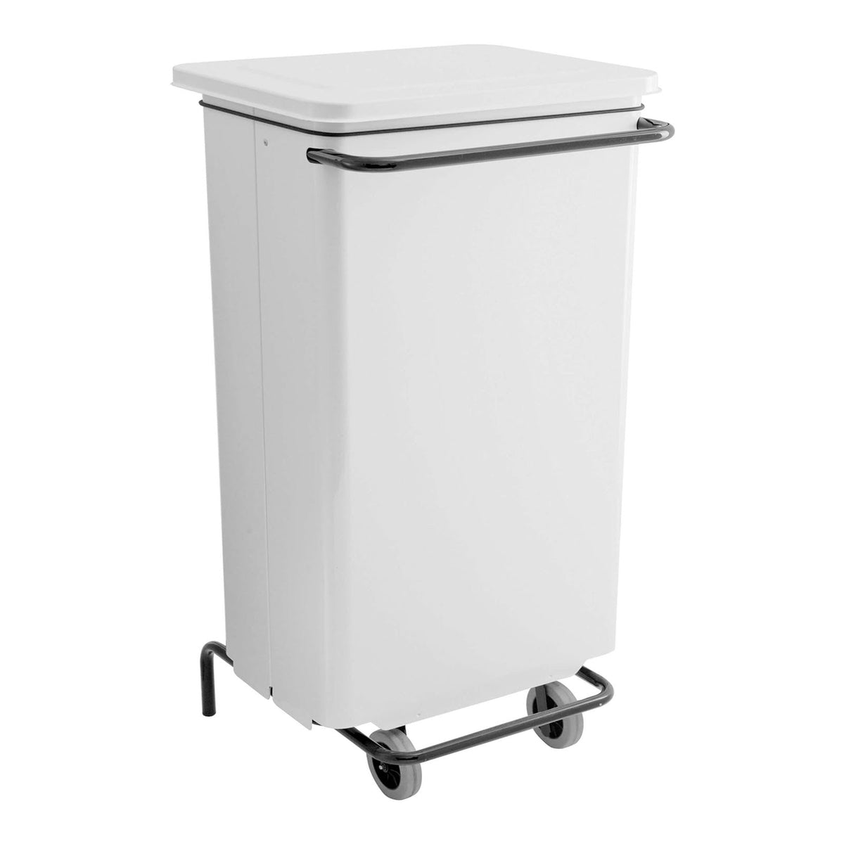 Bidone Rettangolare con Pedale e Ruote 110 Litri Bianco 49x43 cm H 96,5