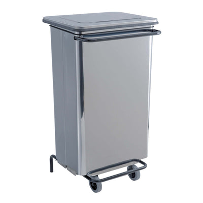 Bidone Rettangolare Inox con Pedale e Ruote 110 L