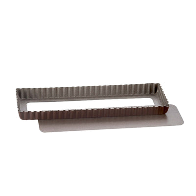 Paderno Tortiera Rettangolare Festonata Antiaderente con Fondo Mobile 35x11 cm