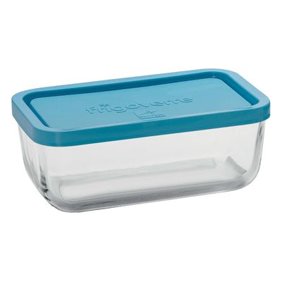 Frigoverre Contenitore Rettangolare in Vetro con Coperchio Ermetico 21x13 cm Azzurro 8 Pezzi