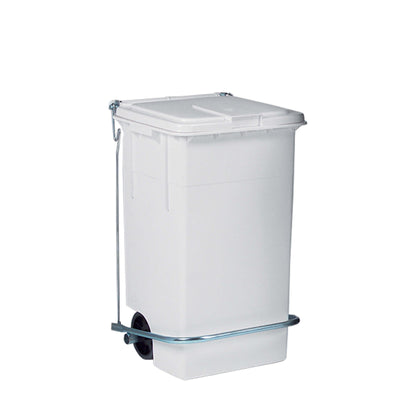 Bidone in Polietilene con Ruote e Pedale Bianco 80 Litri