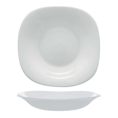 Parma Piatto Fondo Quadrato in Vetro Bianco 23x23 cm 6 Pezzi