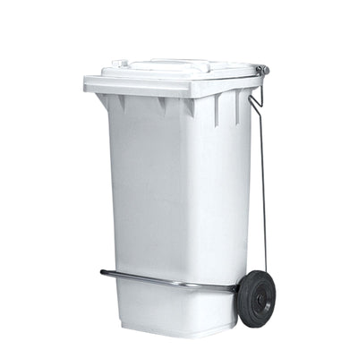 Bidone Polietilene Bianco con Ruote e Pedale 120 Litri