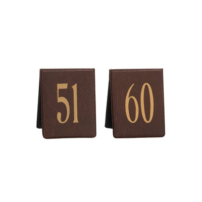Texas Segnaposto Numerati in Cuoio Marrone da 51 a 60 10 Pezzi