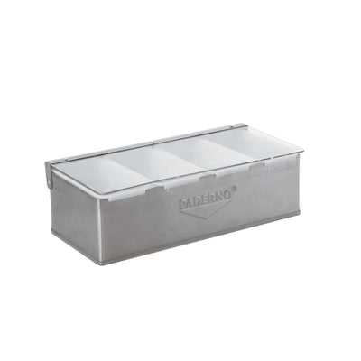 Paderno Contenitore Inox 4 Scomparti con Coperchio 32x16 cm H 10