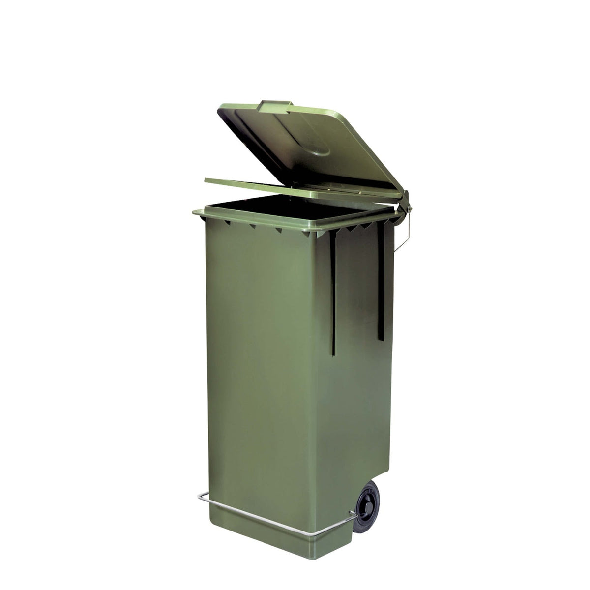 Bidone in Polietilene con Ruote e Pedale Verde 80 L