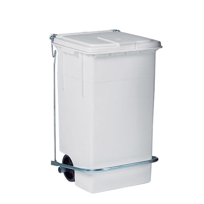 Bidone in Polietilene con Ruote e Pedale Bianco 100 L