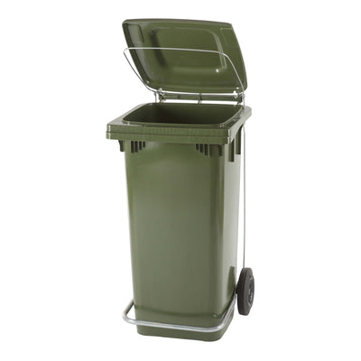 Bidone in Polietilene con Ruote e Pedale Verde 120 L