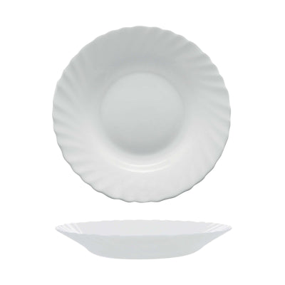 Prima Piatto Fondo Vetro Bianco 22,5 cm 6 Pezzi