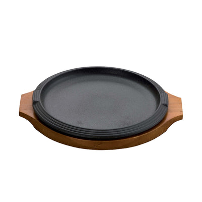 ILSA Piatto in Ghisa con Vassoio Tondo in Legno 21 cm