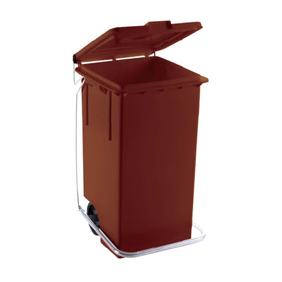 Bidone con Ruote e Pedale 100 Litri Marrone 46x42 cm H 81,5