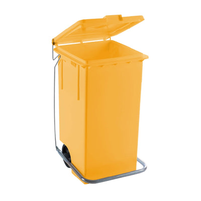 Bidone con Ruote e Pedale 100 Litri Giallo 46x42 cm H 81,5