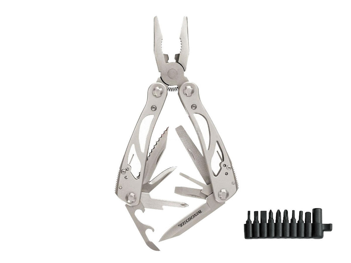 Camillus Winchester Winframe Multitool pinze punta ago tronchese manico alluminio antiscivolo fodero Nylon