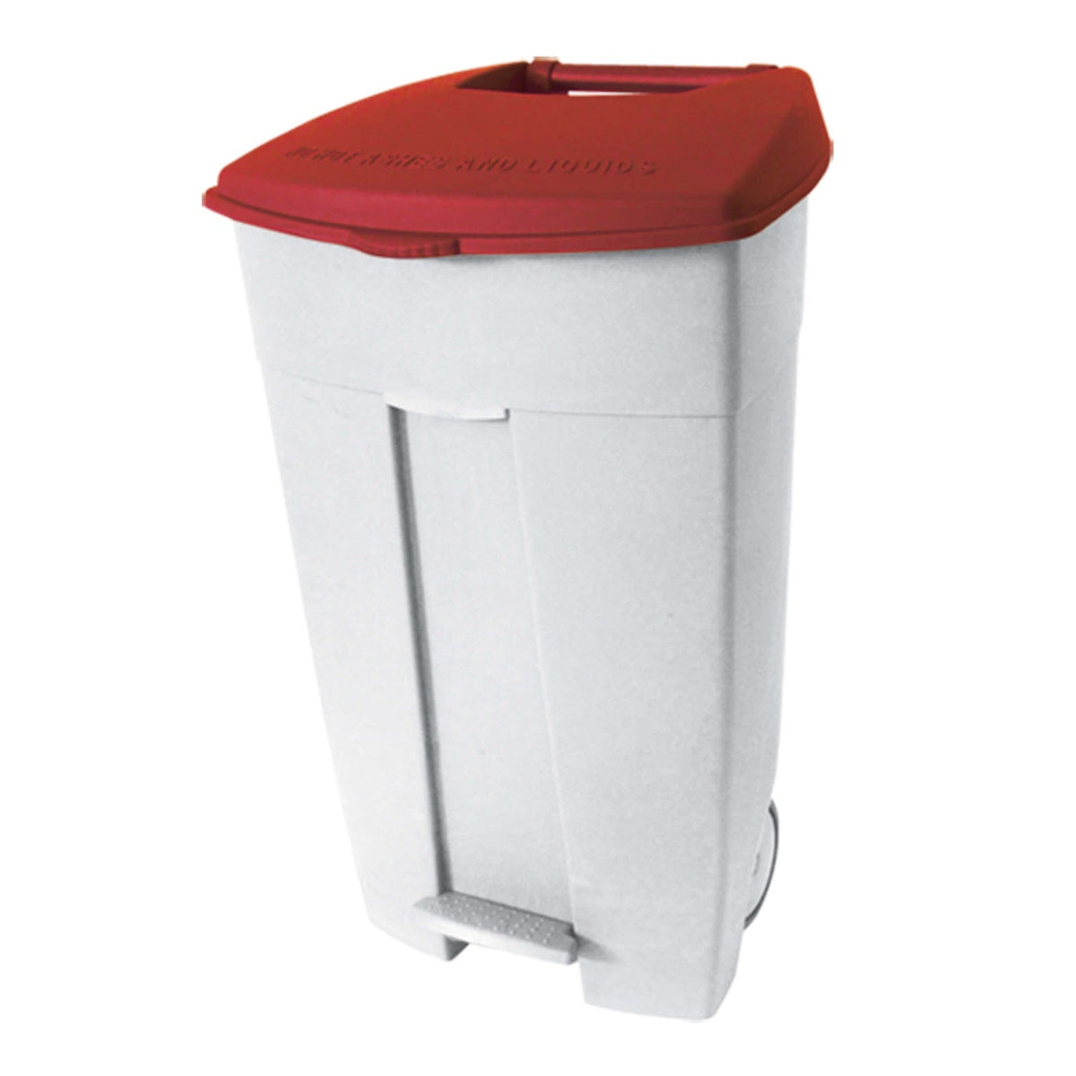 Bidone in Polietilene con Ruote e Pedale Coperchio Rosso 120 L