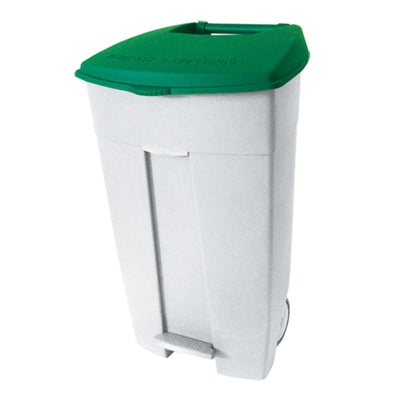 Bidone in Polietilene con Ruote e Pedale Coperchio Verde 120 L
