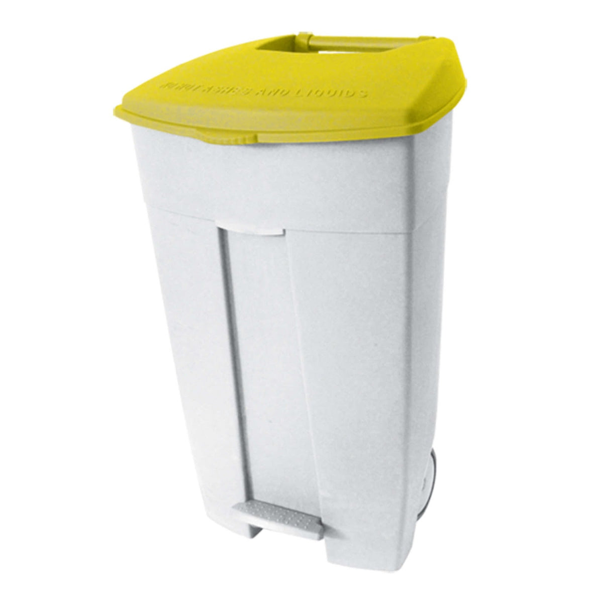 Bidone in Polietilene con Ruote e Pedale Coperchio Giallo 120 L