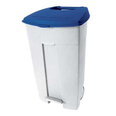 Bidone in Polietilene con Ruote e Pedale Coperchio Blu 120 L