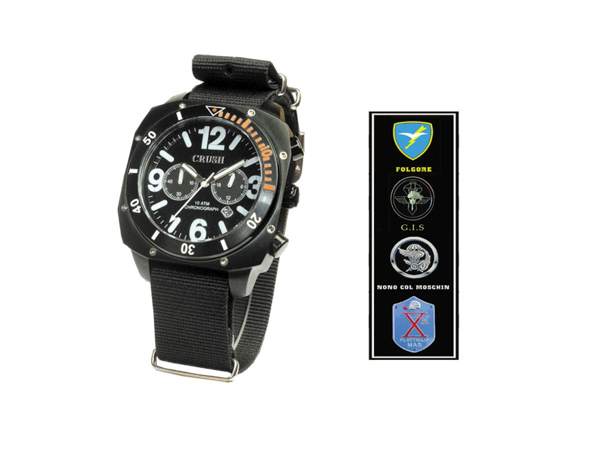 Crush cronografo Diver Nono Col Moschin cassa PVD acciaio super luminova sub 10ATM