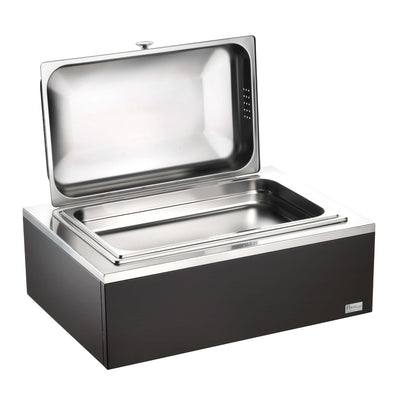 Pinti Buffet Scaldavivande GN 1/1 con Fornellino Legno e Inox cm 64x46 H 30
