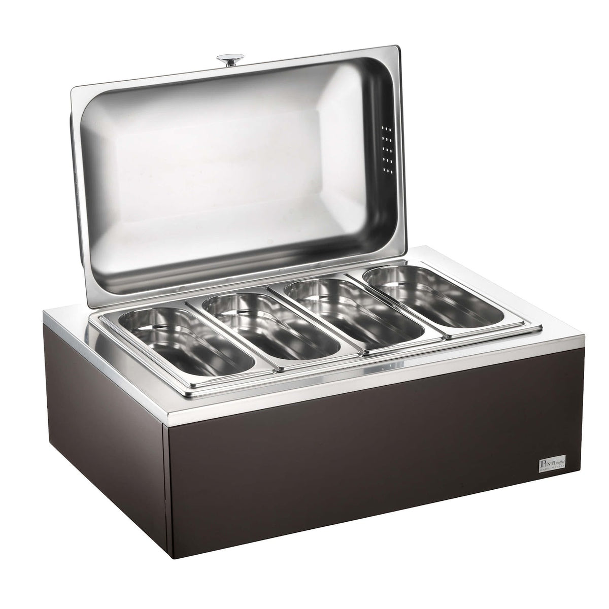 Pinti Buffet Portaverdure 4 Scomparti con Fornellino Legno e Inox cm 64x46 H 30
