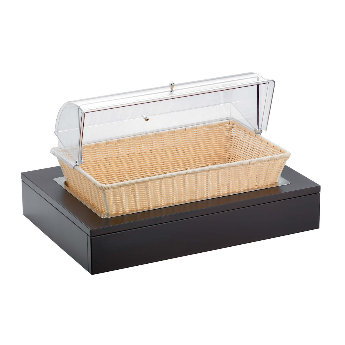 Pinti Buffet Cesta per Pane con Cupola Legno e Inox cm 64x46 H 37