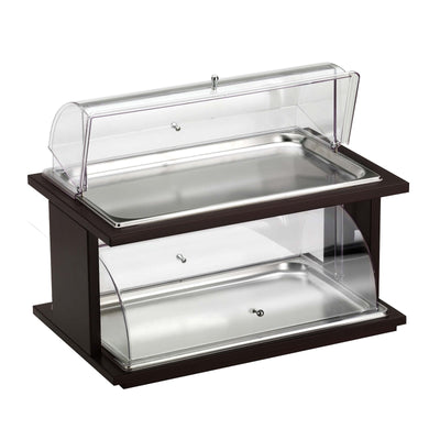 Pinti Buffet Vetrina Copripaste 2 Piani Legno e Inox con Cupola 59x46 cm H 46