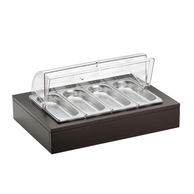 Pinti Buffet Portaverdure Refrigerato 4 Scomparti Legno e Inox con Cupola 64x46 cm