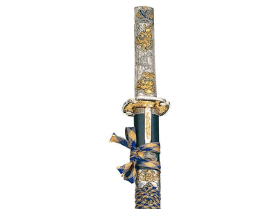 Gladius Replica Wakizashi manico Argento / Nero decorato