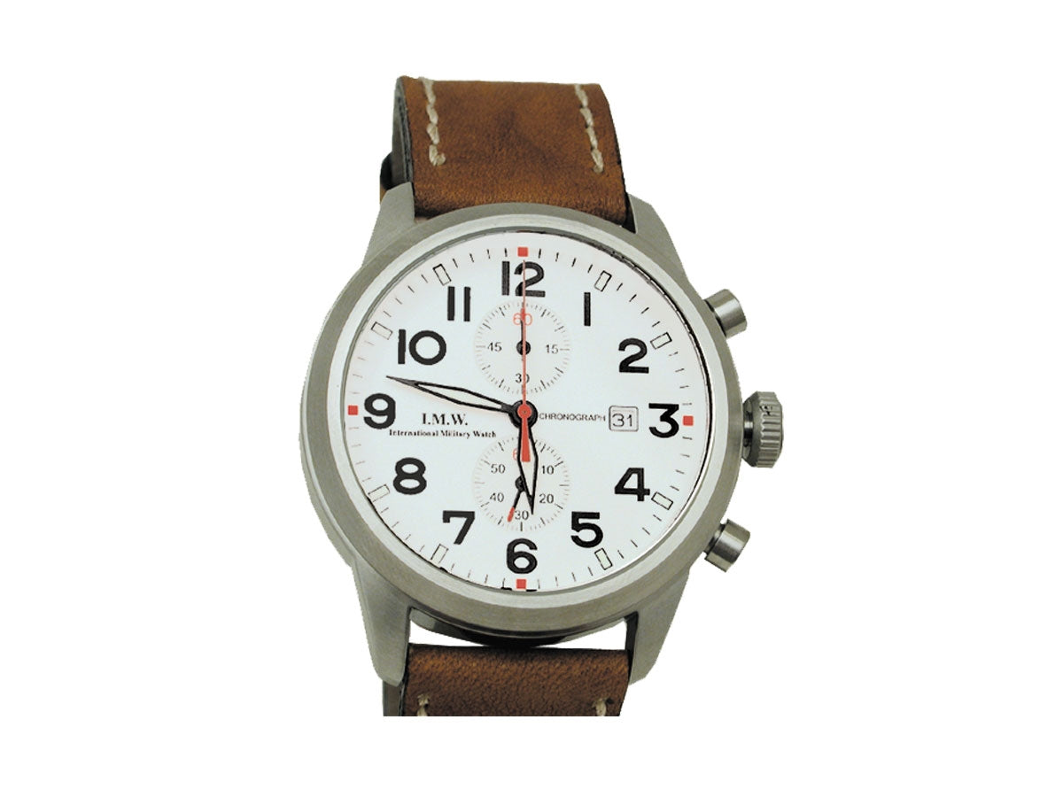 IMW cronografo 6207 bianco 42mm cinturino cuoio Citizen OS10 lancette colorate