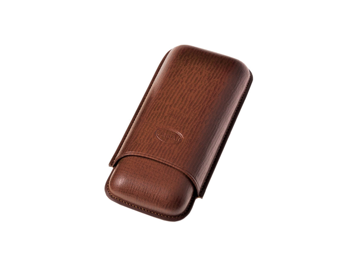 Portasigari Jemar liscio cuoio marrone 464/2 per 2 sigari Robusto Edmundo, veduta anteriore