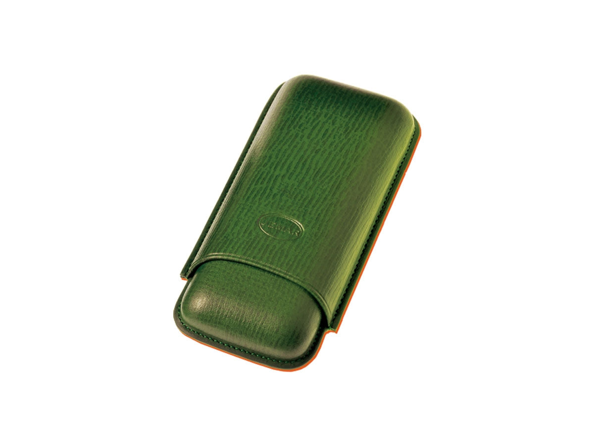 Portasigari Jemar liscio cuoio verde 464/2 per 2 sigari Robusto Edmundo, veduta anteriore