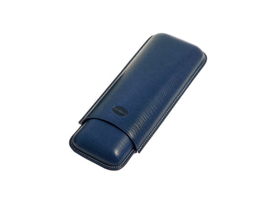Portasigari Jemar liscio cuoio blu 497/2 per 2 sigari Ring 67, veduta anteriore