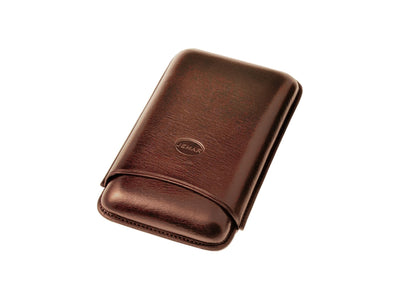 Portasigari Jemar liscio cuoio marrone 464/3 per 3 sigari Robusto Edmundo, veduta anteriore