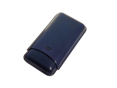 Portasigari Jemar liscio cuoio blu 497/3 per 3 sigari Ring 67, veduta anteriore