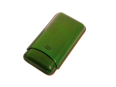 Portasigari Jemar liscio cuoio verde 497/3 per 3 sigari Ring 67, veduta anteriore