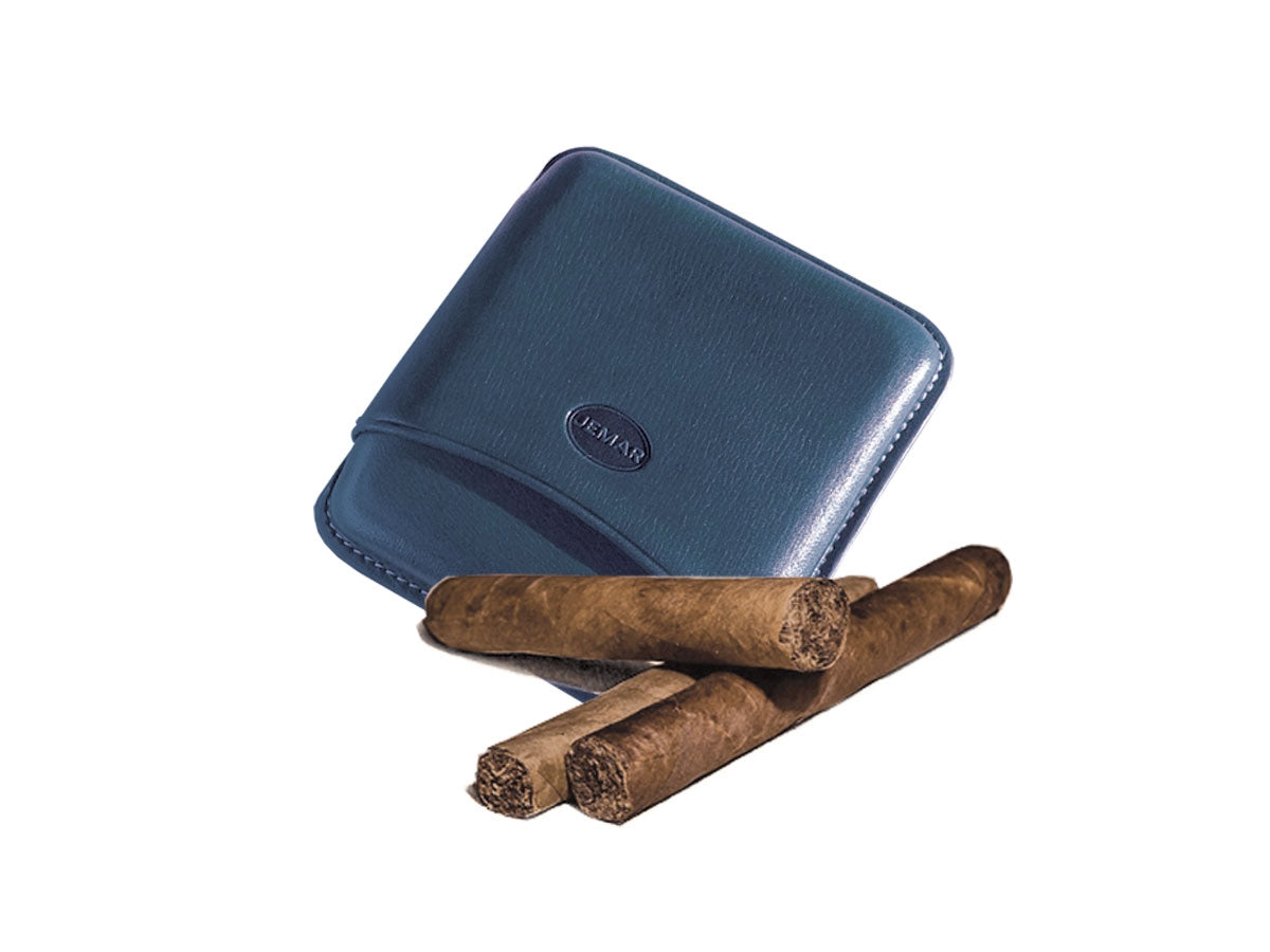 Jemar portasigari cuoio 5 Toscano blu - leggero, Made in Spain
