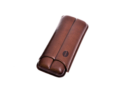Portasigari Jemar scanalato cuoio marrone 110/2 XL per 2 sigari Cohiba Beike, veduta anteriore