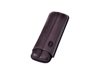 Portasigari Jemar scanalato cuoio melanzana 112/2 per 2 sigari Monte Cristo n.4, veduta anteriore