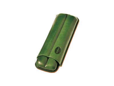 Portasigari Jemar scanalato cuoio verde 112/2 per 2 sigari Monte Cristo n.4, veduta anteriore