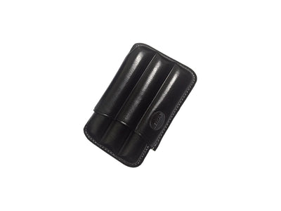 Portasigari Jemar scanalato cuoio nero 460/3 per 3 sigari Toscano, veduta anteriore